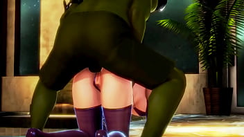 Ivy Valentine Soul Calibur cosplay girl having sex with a orc in erotic hentai gameplay porn video